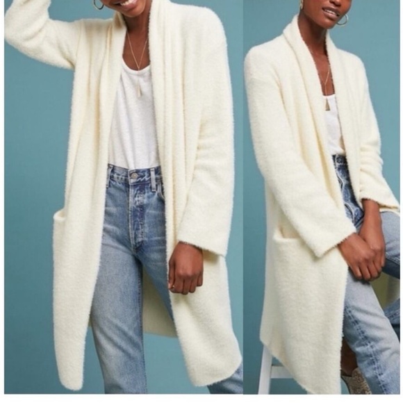 Anthropologie Sweaters - Anthropologie Thornton Longline Cardigan Sleeping on Snow, Wool Blend Size: M